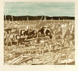 Artist: Allen, Joyce. | Title: (Landscape with trees). | Date: 1987 | Technique: monotype, printed in colour from one plate