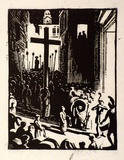 Artist: Hawkins, Weaver. | Title: not titled [religious procession at night]. | Date: c.1930 | Technique: woodcut, printed in black ink, from one block | Copyright: The Estate of H.F Weaver Hawkins