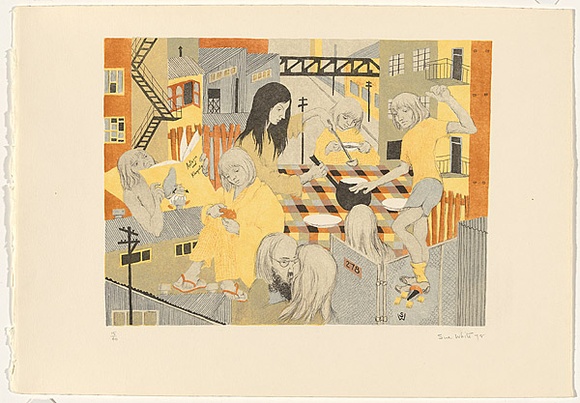 Artist: White, Susan Dorothea. | Title: At home: no.278 | Date: 1978 | Technique: lithograph, printed in colour, from multiple stones