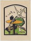 Artist: Thake, Eric. | Title: Family group | Date: 1930 | Technique: linocut, printed in black ink, from one block; hand-coloured
