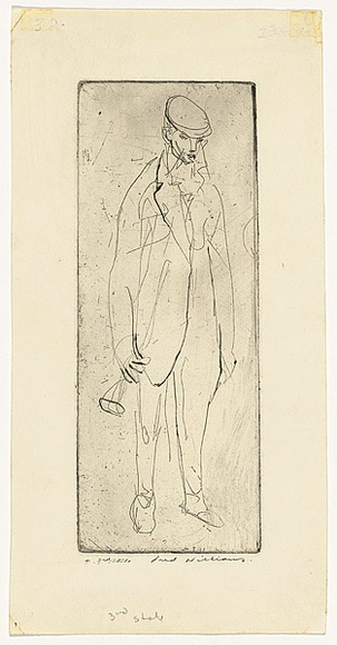 Artist: WILLIAMS, Fred | Title: Comedian | Date: 1955-56 | Technique: etching and drypoint, printed in black ink, from one copper plate | Copyright: © Fred Williams Estate