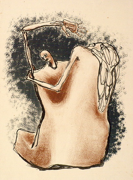 Artist: Graham, Geoffrey. | Title: Two figures embracing and struggling | Date: 1938 | Technique: lithograph, printed in colour, from multiple stones [or plates]