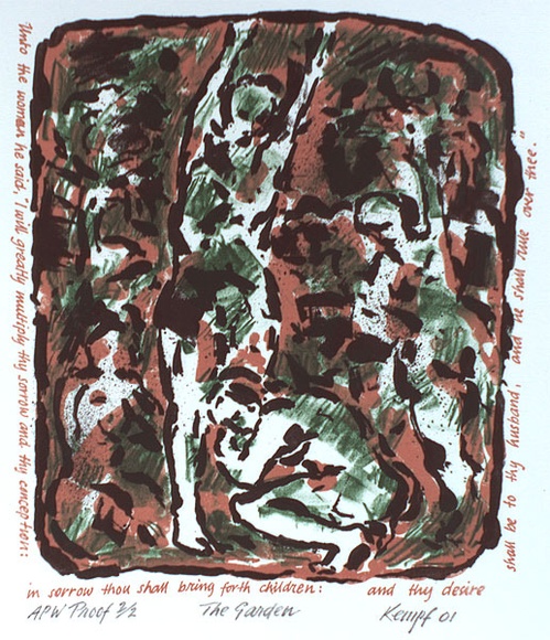 Artist: Kempf, Franz. | Title: The garden | Date: 2000 - 2001, October - March | Technique: lithograph, printed in colour, from three stones | Copyright: © Franz Kempf