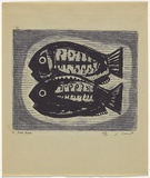 Artist: Cant, James. | Title: The fish. | Date: 1948 | Technique: cliche-verre, printed in blue pigment, from one hand-drawn glass plate