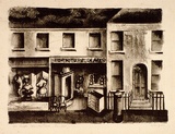 Artist: Kingston, Amie. | Title: Old shops, Camden Town, London | Date: 1939 | Technique: lithograph, printed in black ink, from one stone