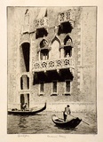 Artist: LINDSAY, Lionel | Title: Desdemona's balcony | Date: 1928 | Technique: etching and drypoint, printed in brown ink with plate-tone, from one plate | Copyright: Courtesy of the National Library of Australia