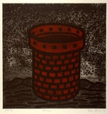 Artist: Bowen, Dean. | Title: Fortress | Date: 1992 | Technique: etching, printed in red and black ink, from two plates