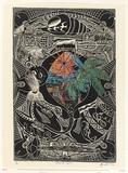 Artist: MAST, Robert | Title: Totemic Cycle | Date: 1997 | Technique: linocut, printed in black ink from one block; hand-coloured