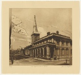Artist: GRIFFITH, Pamela | Title: The Supreme Court, Sydney | Date: 1982 | Technique: hardground-etching, aquatint and burnishing, printed in warm black ink, from one zinc plate | Copyright: © Pamela Griffith