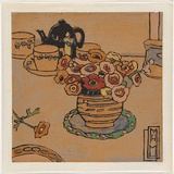 Artist: PRESTON, Margaret | Title: Still life and flowers | Date: 1916-19 | Technique: woodcut, printed in colour in gouache in the Japanese manner, from multiple blocks | Copyright: © Margaret Preston. Licensed by VISCOPY, Australia