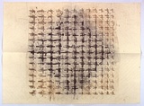Artist: KING, Martin | Title: not titled [geometric design in four parts, forming a concentric diamond] [verso] | Date: 1995 | Technique: open-bite and drypoint, printed in colour a la poupee, from one plate