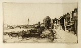 Artist: LONG, Sydney | Title: Strand on the green No. 3 | Date: 1923 | Technique: line-etching and drypoint, printed in black ink, from one copper plate | Copyright: Reproduced with the kind permission of the Ophthalmic Research Institute of Australia