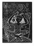 Artist: HANRAHAN, Barbara | Title: Boy and the moon | Date: 1990 | Technique: relief-etching, printed in black ink, from one plate