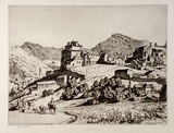 Artist: LINDSAY, Lionel | Title: Old Antequera, Andalucia, Spain | Date: 1929 | Technique: drypoint, printed in brown ink, from one plate | Copyright: Courtesy of the National Library of Australia