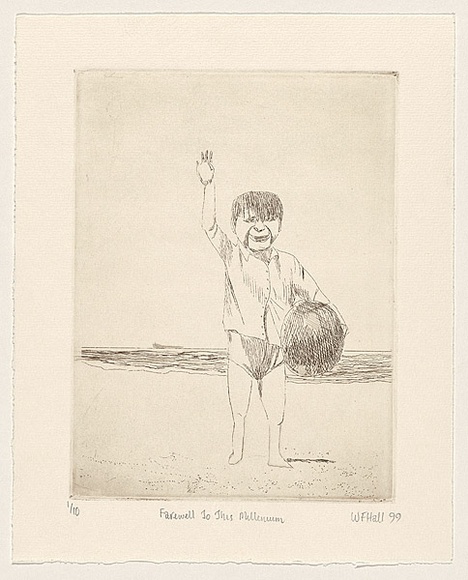 Title: Farewell to this millennium. | Date: 1999 | Technique: etching, printed in sepia ink, from one plate Title: Farewell to this millennium. | Date: 1999 | Technique: etching, printed in sepia ink, from one plate