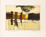 Title: Landscape en route | Date: 1970 | Technique: etching and aquatint, printed in black ink, from one plate; screenprint, printed in colour, from multiple stencils