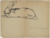 Artist: Rede, Geraldine. | Title: frontispiece [rabbit] | Date: 1905 | Technique: woodcut, printed in multiple colour in the Japanese manner, from three blocks; with letter-press | Copyright: © Violet Teague Archive, courtesy Felicity Druce