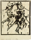 Artist: Huntley, Isabel. | Title: Skaters | Date: 1929 | Technique: linocut, printed in black ink, from one block | Copyright: © Estate of Isabel Huntley, Douglas Huntley