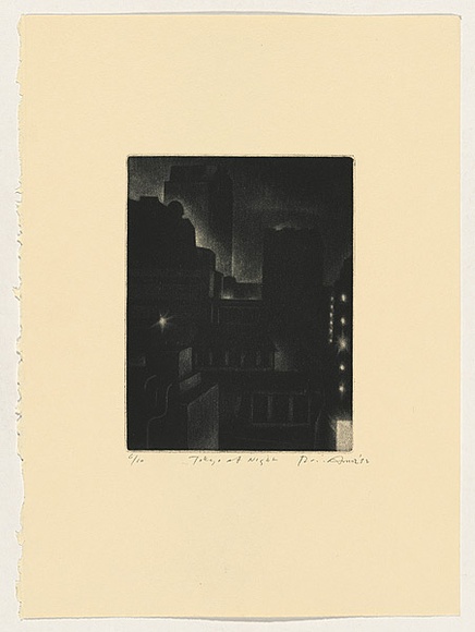 Artist: AMOR, Rick | Title: Tokyo at night. | Date: 1992 | Technique: mezzotint, printed in black ink, from one plate