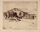 Artist: Baldwinson, Arthur. | Title: Old brewery, Melrose, S.A. | Date: 1930 | Technique: etching, printed in dark brown ink with plate-tone, from one copper plate