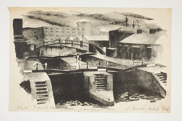 Artist: Courier, Jack. | Title: Loch Regent's Park Canal Carden town. | Technique: lithograph, printed in black ink, from one stone [or plate]