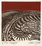 Artist: JOSE, Ellen | Title: Landscape (red sky) | Date: 1987, May | Technique: linocut, printed in colour, from two blocks