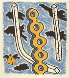 Artist: Bowen, Dean. | Title: Mechanical object | Date: 1988 | Technique: lithograph, printed in blue yellow and black ink, from three stones