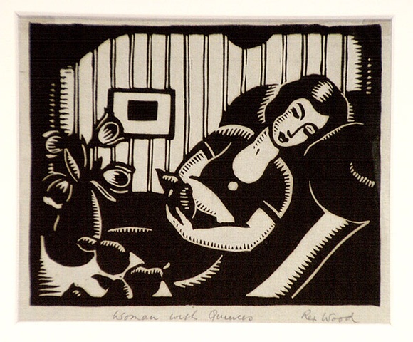 Artist: Wood, Rex. | Title: Woman with quinces | Date: c.1933 | Technique: linocut, printed in black ink, from one block