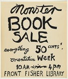 Artist: WORSTEAD, Paul | Title: Monster Book Sale. | Date: 1977 | Technique: screenprint, printed in black ink, from one stencil | Copyright: This work appears on screen courtesy of the artist