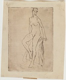 Artist: Barwell, Jennifer. | Title: (Nude). | Date: (1955) | Technique: etching, printed in brown ink with plate-tone, from one  plate