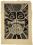 Artist: Bruder, Gazellah. | Title: Mask. | Date: 1994 | Technique: woodcut, printed in black ink, from one block