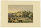 Artist: Angas, George French. | Title: Angaston. Evening. | Date: 1846-47 | Technique: lithograph, printed in colour, from multiple stones; varnish highlights by brush