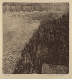 Artist: Anceschi, Eros. | Title: not titled [landscape; Mt Buffalo] | Date: 1989 | Technique: etching and aquatint, printed in black ink, from one plate