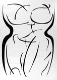 Artist: MERD INTERNATIONAL | Title: (Black and white design - abstract woman - design No.4) | Date: 1984 | Technique: screenprint