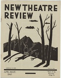 Artist: Lindesay, Vane. | Title: (frontcover) New theatre review: April-May 1945 (Guerrillas in Crete). | Date: April-May 1945 | Technique: linocut, printed in black ink, from one block; letterpress text
