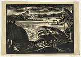 Artist: Perry, Adelaide. | Title: The Bridge, October 1929 | Date: 1930 | Technique: linocut, printed in black ink, from one block | Copyright: © Adelaide Perry