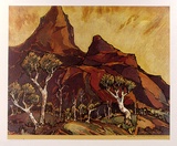 Artist: Mansell, Byram. | Title: Sentinel rock | Date: c.1946 | Technique: photographic lithograph, printed in colour, from process plates