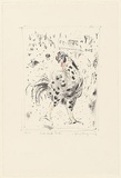 Artist: MACQUEEN, Mary | Title: Outback chook | Date: 1981 | Technique: lithograph, printed in black ink, from one plate; hand-coloured | Copyright: Courtesy Paulette Calhoun, for the estate of Mary Macqueen