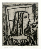 Artist: Brash, Barbara. | Title: Head of girl. | Date: c.1953 | Technique: etching, softground printed with plate-tone in brown ink