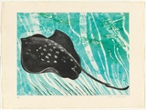 Artist: GRIFFITH, Pamela | Title: Stingray | Date: 1980 | Technique: etching, aquatint, air gun resist, marbelling printed in colour from two zinc plates | Copyright: © Pamela Griffith