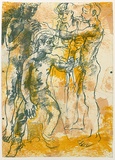 Artist: Friend, Donald. | Title: (Four youths) [verso]. | Date: 1965 | Technique: lithograph, printed in colour, from multiple plates; additions in pencil | Copyright: Courtesy of the Estate of Donald Friend
