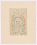 Artist: JOSE, Ellen | Title: Some-where over the rainbow. | Date: 1993 | Technique: etching and drypoint, printed in black ink with plate-tone, from one plate; hand-coloured with gold paint