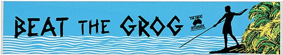 Artist: REDBACK GRAPHIX | Title: Sticker: Beat the Grog (blue) | Date: 1986 | Technique: offset-lithograph, printed in colour, from multiple plates