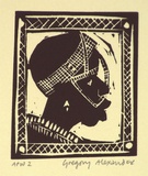 Artist: Alexander, Gregory. | Title: Masai woman | Date: 1995, September | Technique: linocut, printed in black ink, from one block