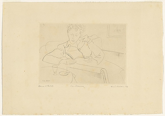 Artist: Kahan, Louis. | Title: La liseuse | Date: 1946 | Technique: etching, printed in black ink, from one  plate