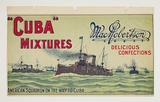 Artist: Burdett, Frank. | Title: Label: MacRobertson Cuba mixtures: Delicious confections | Date: (1913-18) | Technique: lithograph, printed in colour, from multiple stones [or plates]