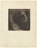 Artist: Halpern, Stacha. | Title: not titled [Carcass] | Date: (1958) | Technique: etching and aquatint, printed twice in black and red brown inks, from one plate