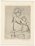 Artist: WILLIAMS, Fred | Title: Girl holding a doll | Date: 1965-66 | Technique: etching, drypoint and flat biting, printed in black ink, from one copper plate | Copyright: © Fred Williams Estate