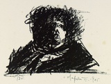 Artist: Halpern, Stacha. | Title: not titled [Portrait of Frank Popper] | Date: 1965, November | Technique: lithograph, printed in black ink, from one stone [or plate]