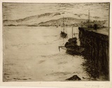 Artist: Bull, Norma C. | Title: Hobart. | Date: 1937-38 | Technique: etching and aquatint, printed in black ink with plate-tone, from one plate